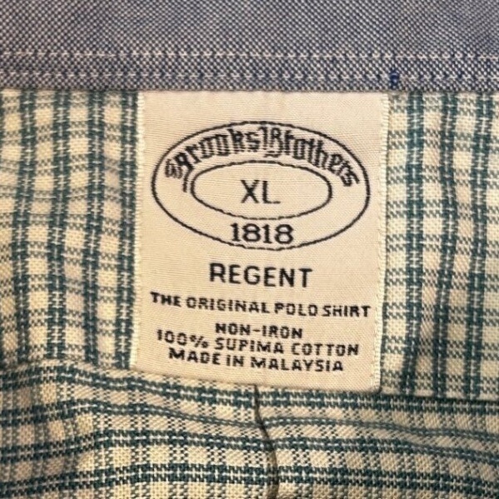 Brooks Brothers Dress Shirt XL Mens Blue Check Regent Fit Supima Cotton 1818 - Picture 4 of 7